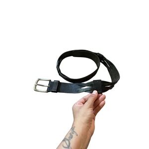 GAP Women's Black Genuine Leather Braided‎ Belt Silver Buckle size small
